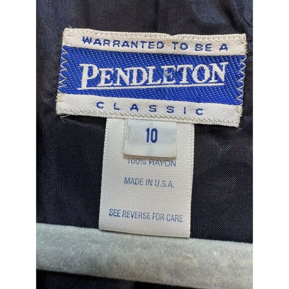 Pendleton  Womens Classic Blue Checkered Blazer Jacket Size 10 Made In USA - Picture 2 of 13